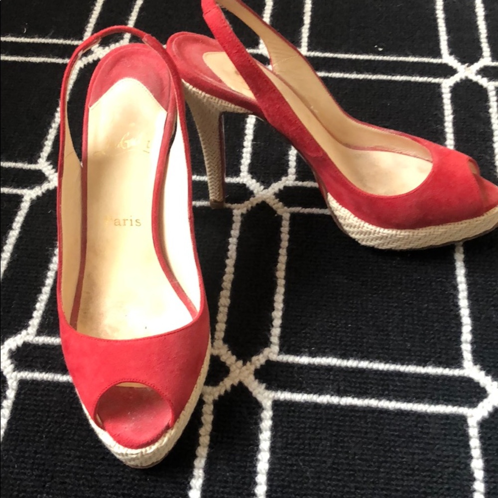 Christian Louboutin red suede heels